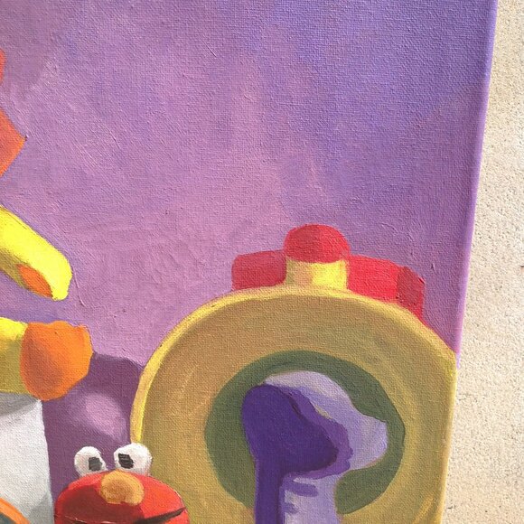 Unframed Original Art on Canvas "Favorite Plush Character Corner" 16" x 20" - Picture 7 of 12